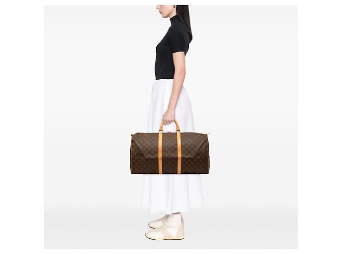 Borsa da viaggio Louis Vuitton Monogram Keepall 55 Marrone - vista 8