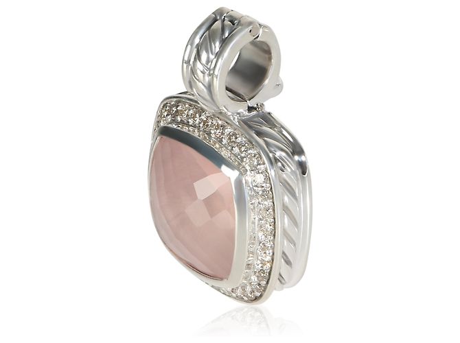Pendente Albion David Yurman in argento sterling, quarzo rosa e diamante - vista 2