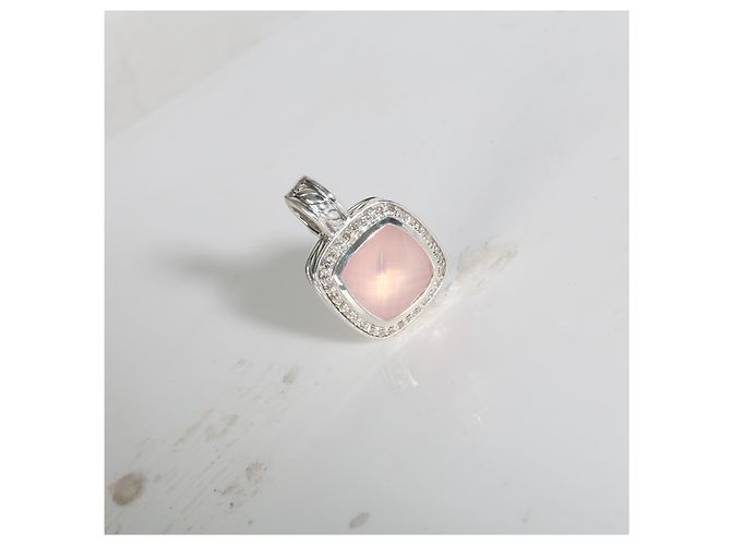 Pendente Albion David Yurman in argento sterling, quarzo rosa e diamante - vista 4