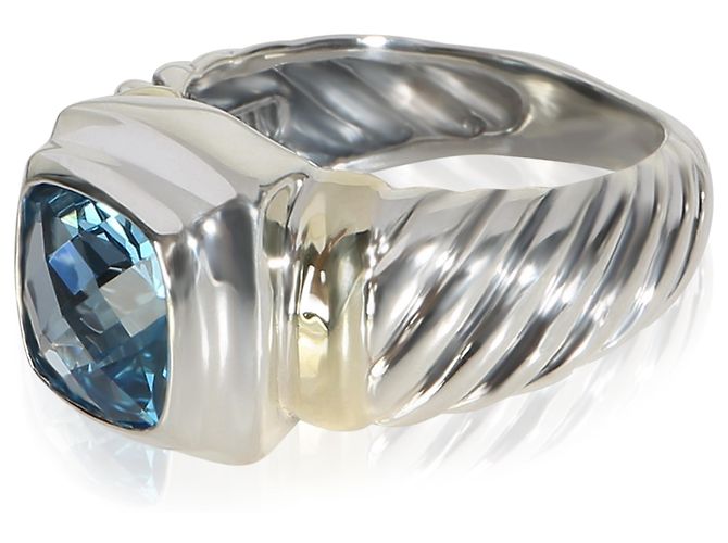 Anillo Noblesse David Yurman en oro amarillo, plata de ley y topacio - vista 3