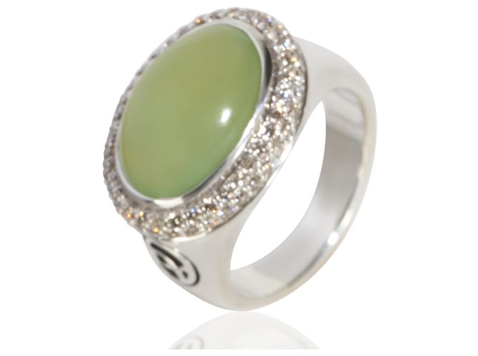 Anello Signature Oval David Yurman in Argento Sterling, Calcedonia e Diamanti - vista 2
