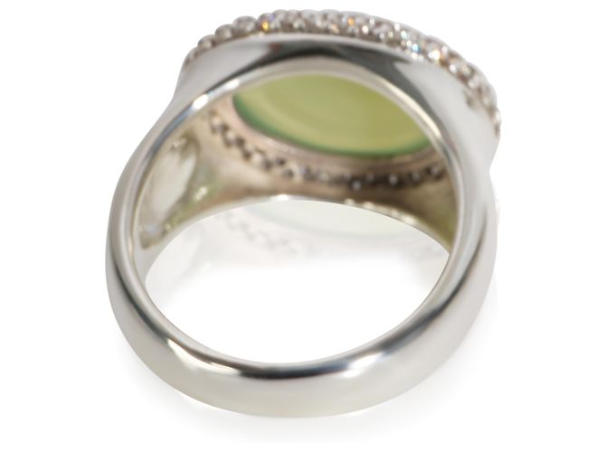 Anello Signature Oval David Yurman in Argento Sterling, Calcedonia e Diamanti - vista 4