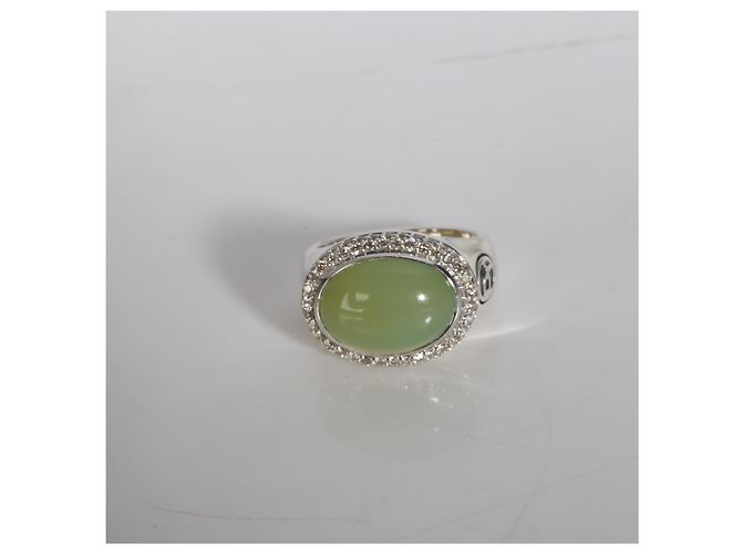 Anello Signature Oval David Yurman in Argento Sterling, Calcedonia e Diamanti - vista 5