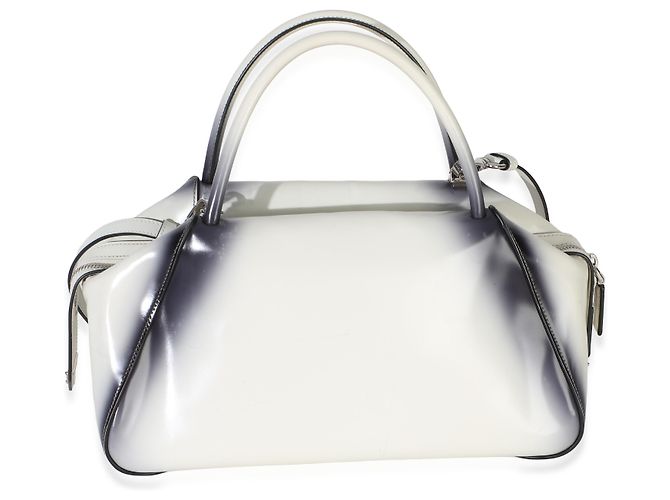 Borsa Supernova Medium Prada in Sfumato Spazzolato Bianco Nero - vista 2