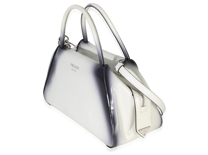 Borsa Supernova Medium Prada in Sfumato Spazzolato Bianco Nero - vista 3