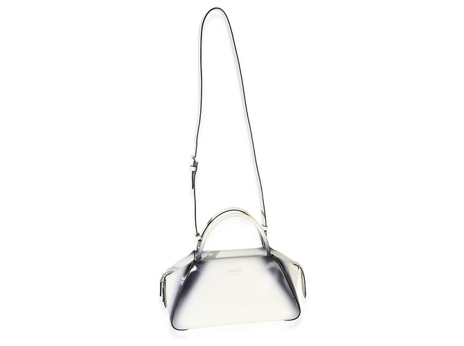Borsa Supernova Medium Prada in Sfumato Spazzolato Bianco Nero - vista 5