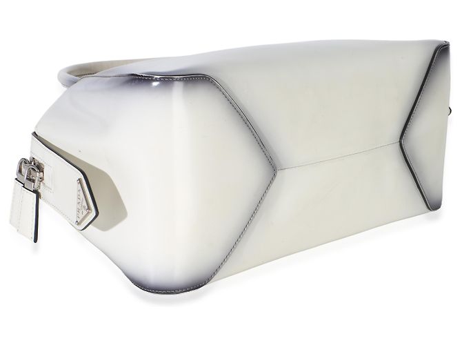 Borsa Supernova Medium Prada in Sfumato Spazzolato Bianco Nero - vista 7