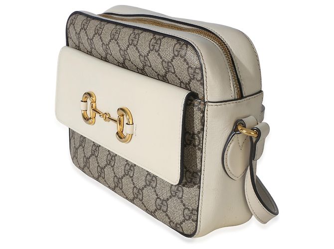 Borsa a tracolla Small 1955 Horsebit in tela GG Supreme bianca Gucci - vista 3