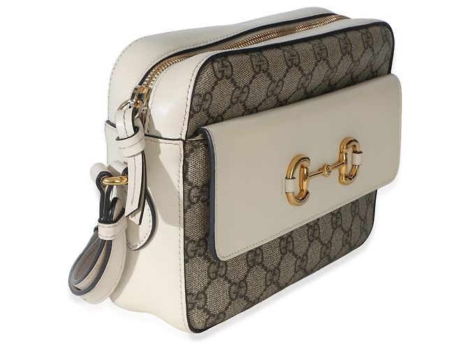 Borsa a tracolla Small 1955 Horsebit in tela GG Supreme bianca Gucci - vista 4