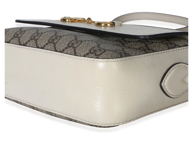 Borsa a tracolla Small 1955 Horsebit in tela GG Supreme bianca Gucci - vista 5