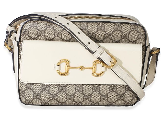 Borsa a tracolla Small 1955 Horsebit in tela GG Supreme bianca Gucci - vista 7