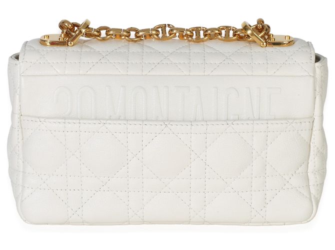 Borsa a catena Small Caro in pelle di vitello morbida bianca Cannage Christian Dior - vista 2