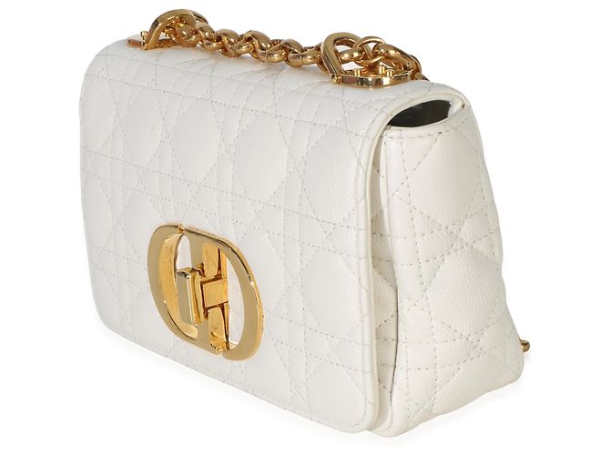Borsa a catena Small Caro in pelle di vitello morbida bianca Cannage Christian Dior - vista 3