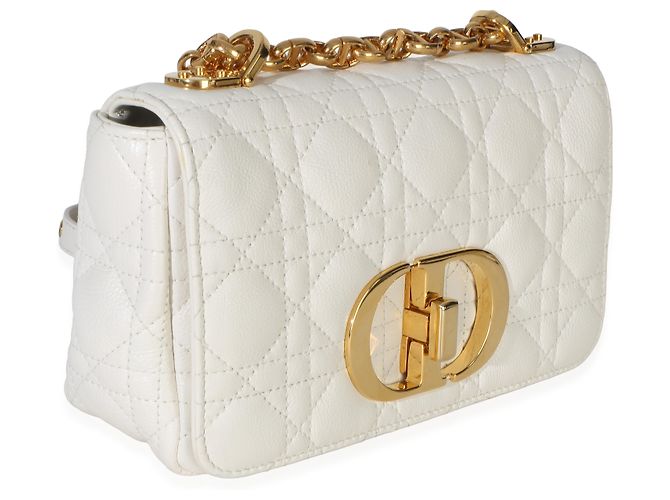 Borsa a catena Small Caro in pelle di vitello morbida bianca Cannage Christian Dior - vista 4