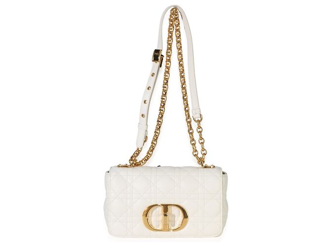 Borsa a catena Small Caro in pelle di vitello morbida bianca Cannage Christian Dior - vista 5