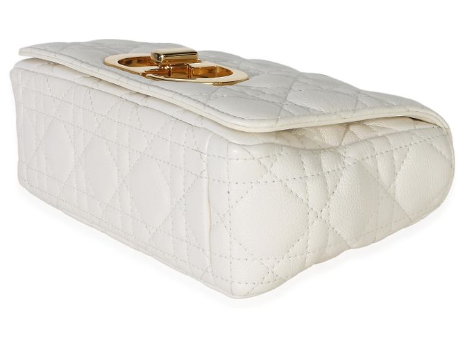 Borsa a catena Small Caro in pelle di vitello morbida bianca Cannage Christian Dior - vista 6