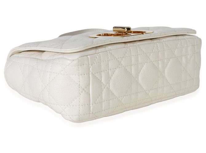 Borsa a catena Small Caro in pelle di vitello morbida bianca Cannage Christian Dior - vista 7