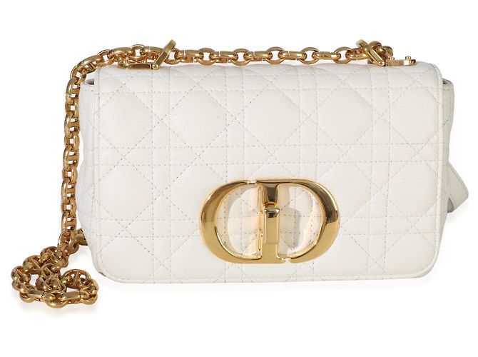 Borsa a catena Small Caro in pelle di vitello morbida bianca Cannage Christian Dior - vista 8
