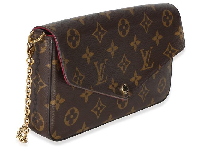 Louis Vuitton Fuchsia Monogram Canvas Felicie Pochette Marrone - vista 4
