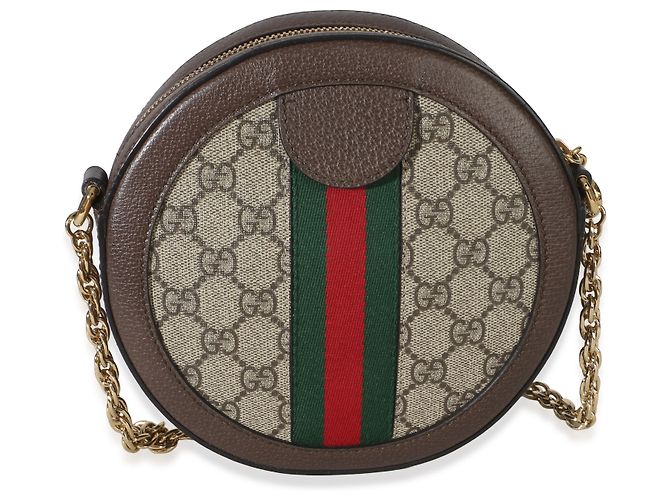 Borsa a tracolla rotonda mini Ophidia Gucci in tela GG Supreme beige - vista 2