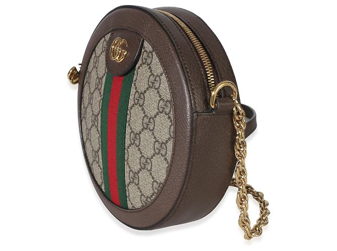 Borsa a tracolla rotonda mini Ophidia Gucci in tela GG Supreme beige - vista 3
