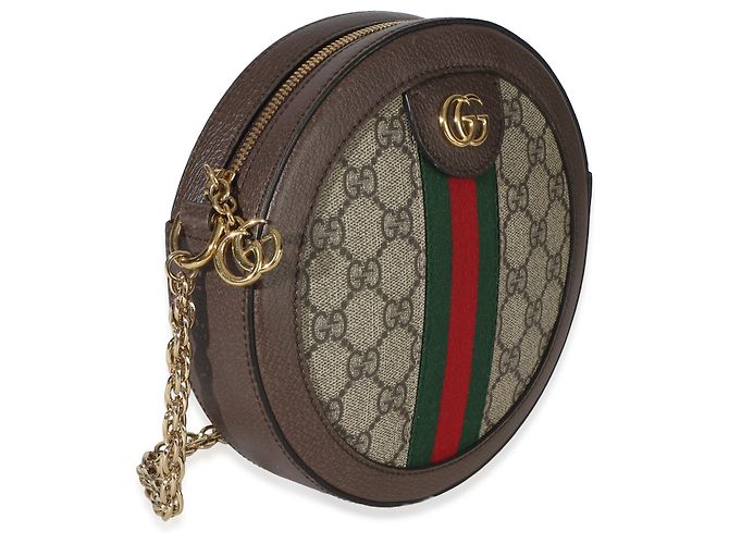 Borsa a tracolla rotonda mini Ophidia Gucci in tela GG Supreme beige - vista 4