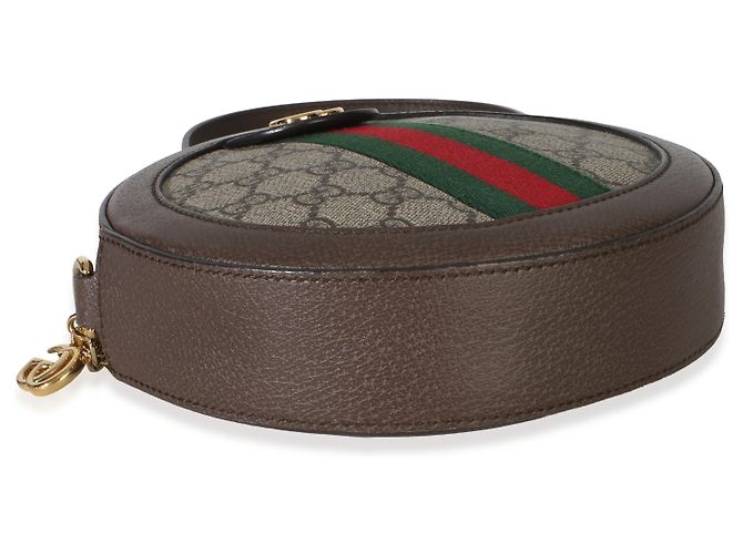Borsa a tracolla rotonda mini Ophidia Gucci in tela GG Supreme beige - vista 7