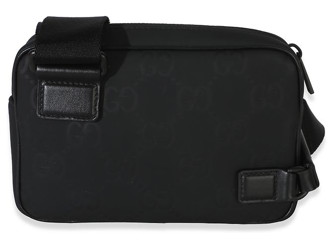 Mini borsa a tracolla Gucci in gomma nera effetto GG Nero - vista 2