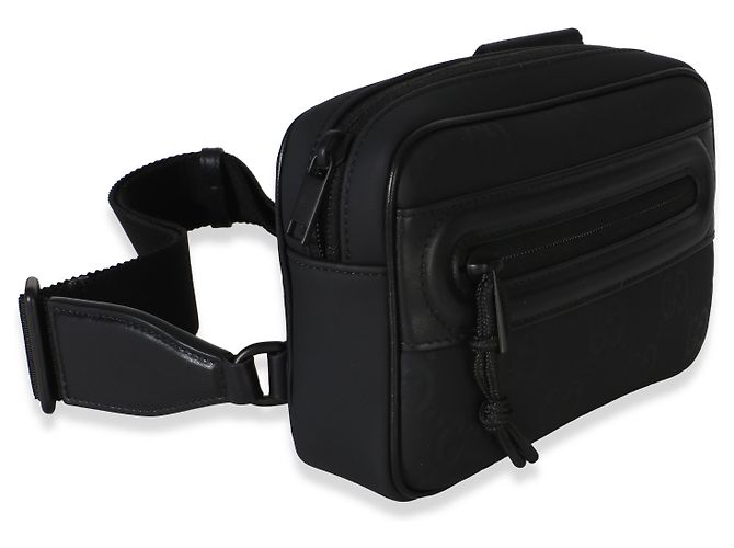 Mini borsa a tracolla Gucci in gomma nera effetto GG Nero - vista 4