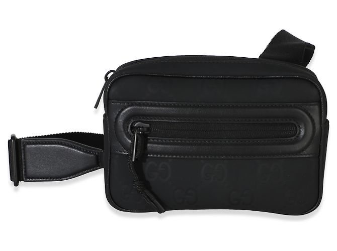 Mini borsa a tracolla Gucci in gomma nera effetto GG Nero - vista 8