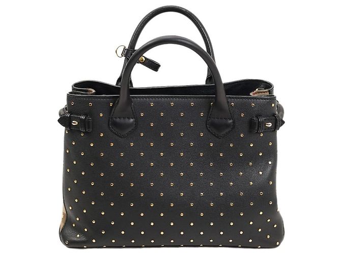 Borsa Tote Burberry in pelle nera borchiata Nero - vista 2