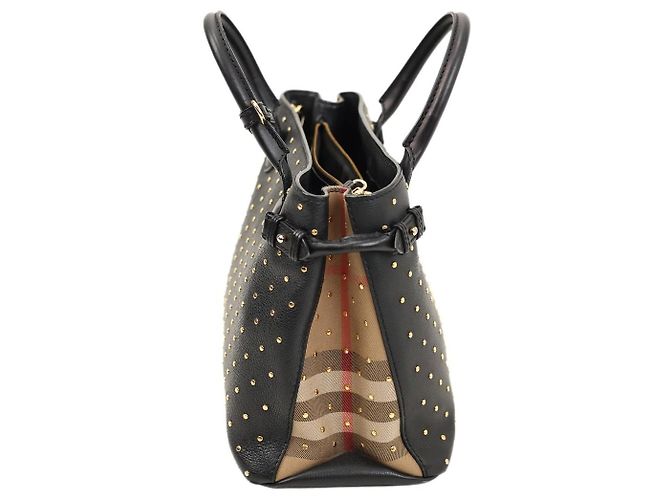 Borsa Tote Burberry in pelle nera borchiata Nero - vista 3
