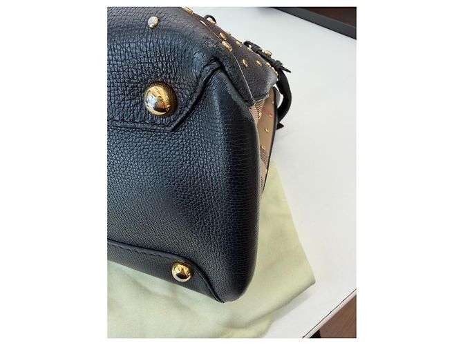 Borsa Tote Burberry in pelle nera borchiata Nero - vista 5