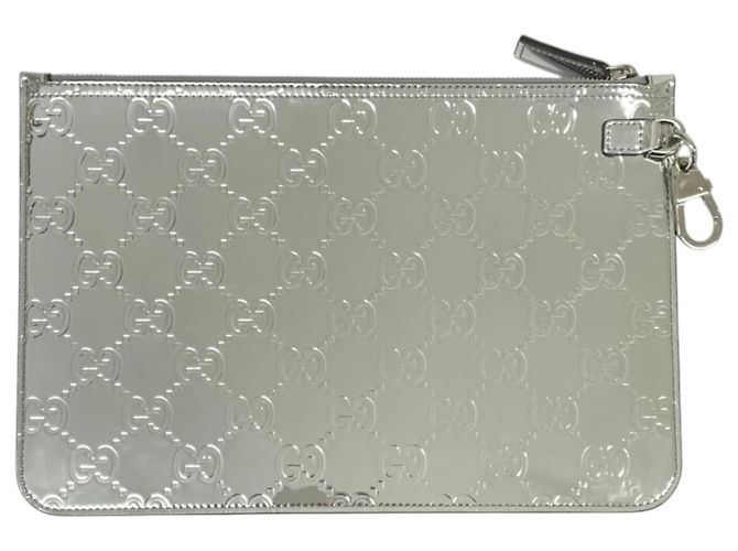 Clutch Gucci GG Shima Mirror Effect Argento - vista 3