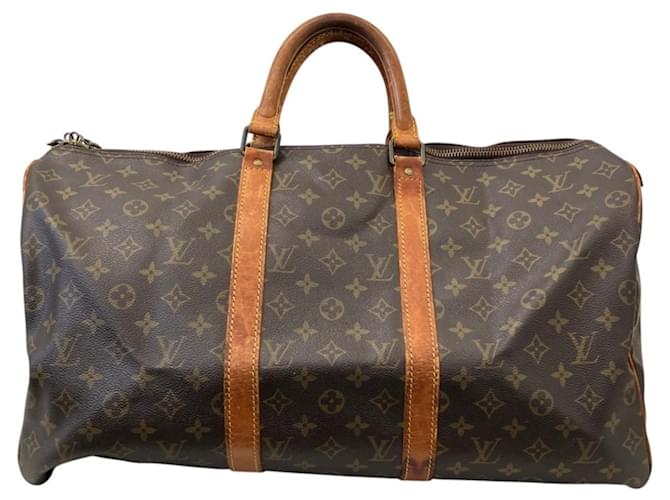 Borsa Boston Louis Vuitton Monogram Keepall 50 Marrone - vista 3