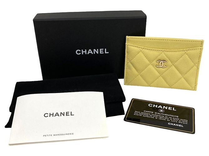 Tarjetero Chanel de piel de becerro granulada amarilla Amarillo - vista 10