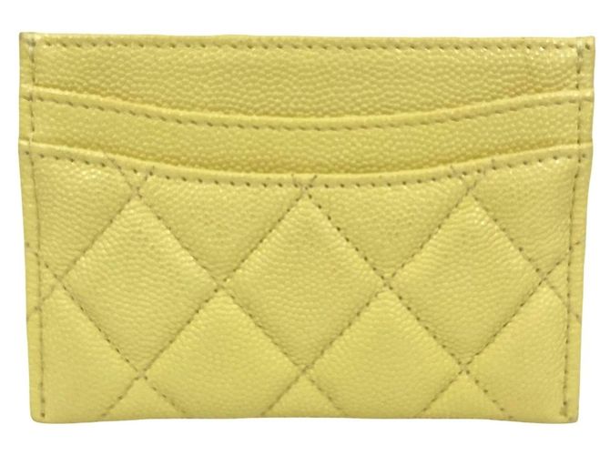 Tarjetero Chanel de piel de becerro granulada amarilla Amarillo - vista 2
