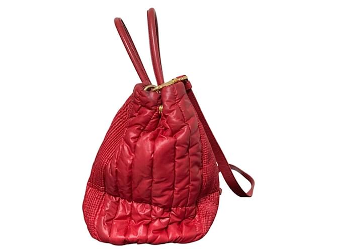 Borsa Prada Tessuto Impuntu Rosso - vista 5