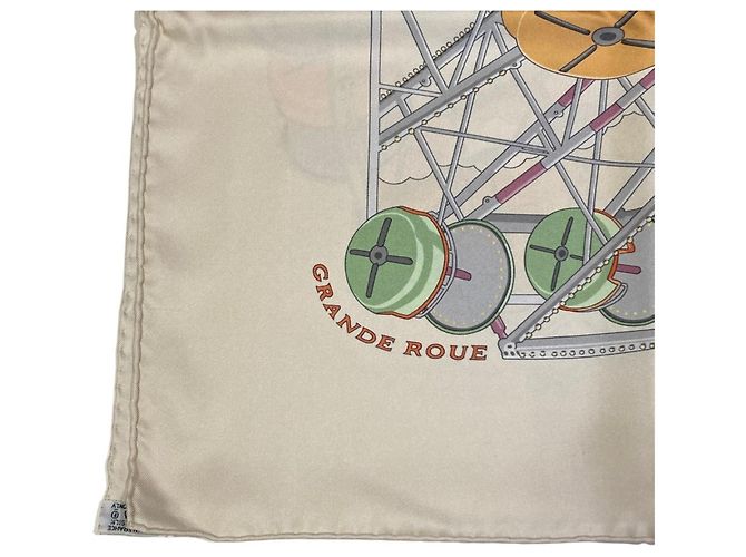 Hermès Foulard in seta Hermes Grande Roue Ferris Wheel Carré 90 Multicolore Bianco sporco - vista 2