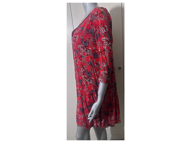 ba&sh rotes Kleid mit Blumenprint Mehrfarben - Ansicht 3