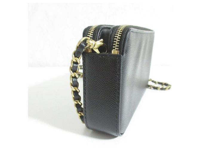 Borsa a tracolla con catena e portafoglio Chanel Deauville in pelle Caviar Nero - vista 4