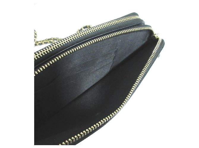 Borsa a tracolla con catena e portafoglio Chanel Deauville in pelle Caviar Nero - vista 7