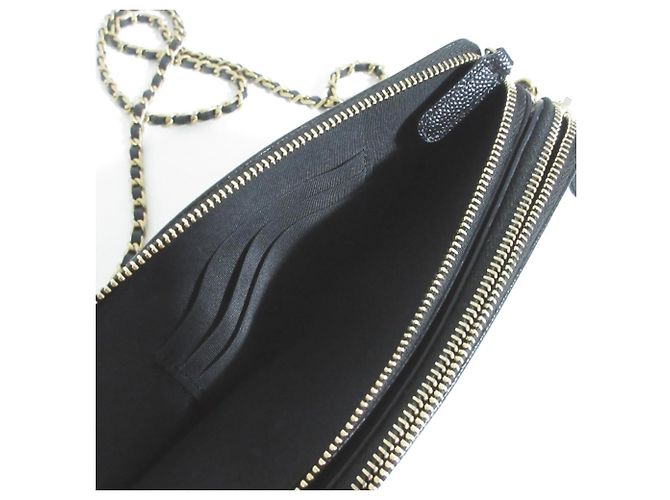 Borsa a tracolla con catena e portafoglio Chanel Deauville in pelle Caviar Nero - vista 8