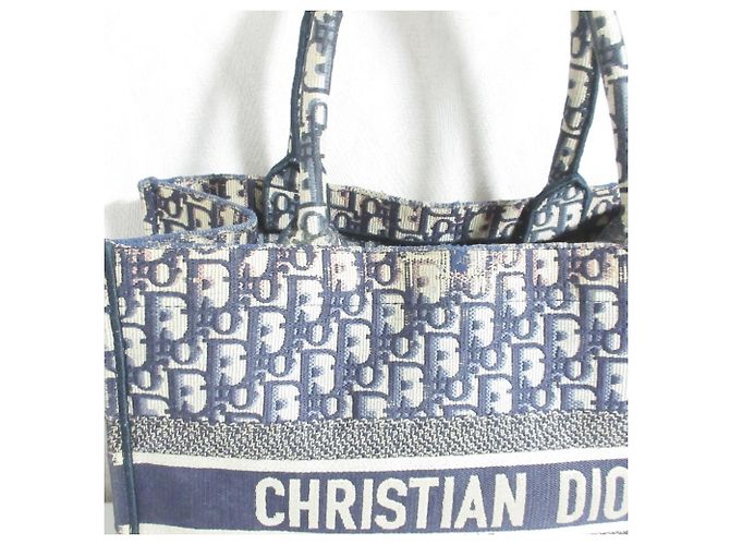 Borsa a mano Christian Dior Oblique Book Tote Blu navy - vista 9