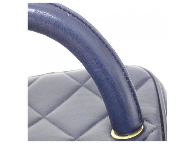 Borsa Chanel in pelle d'agnello blu navy - vista 6