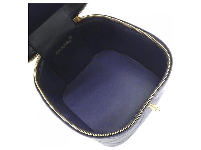 Borsa Chanel in pelle d'agnello blu navy - vista 7