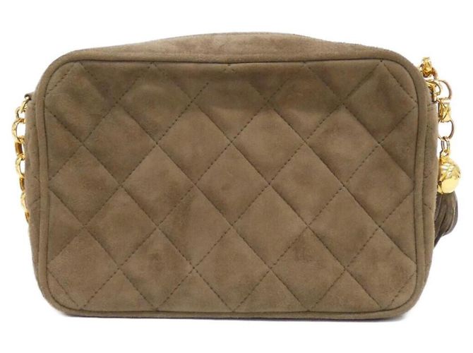 Borsa a tracolla Chanel in camoscio marrone chiaro - vista 2