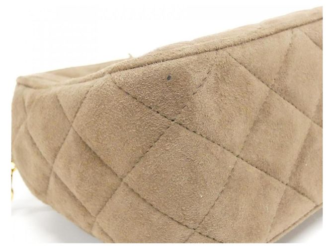 Borsa a tracolla Chanel in camoscio marrone chiaro - vista 3
