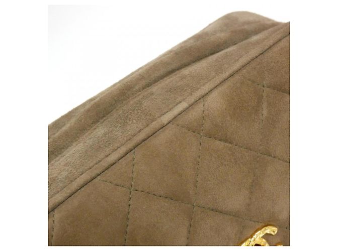Borsa a tracolla Chanel in camoscio marrone chiaro - vista 4