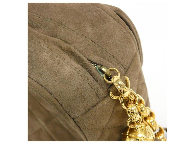 Borsa a tracolla Chanel in camoscio marrone chiaro - vista 5